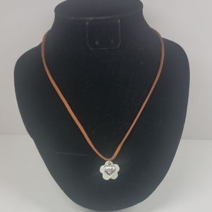 Flower Shell and Heart Necklace, Recycled Jewelry